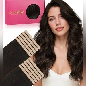 Dark Brown Chestnut Brown Balayage Remy Human Hair 20” Tape In Hair Extensions